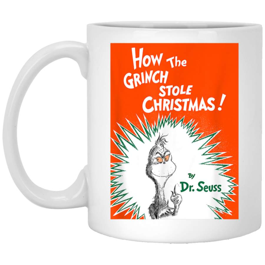 Dr Seuss How the Grinch Stole Christmas Book Cover White Mug