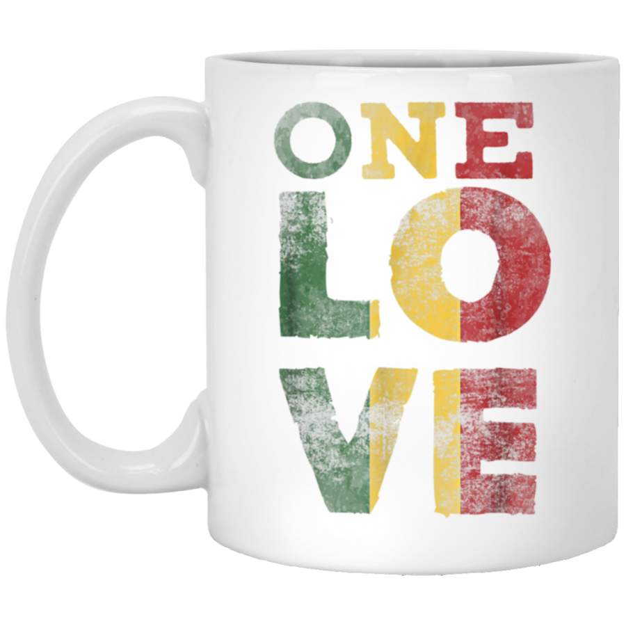 One Love Rasta Reggae Men Women Kids Gift Tee s White Mug