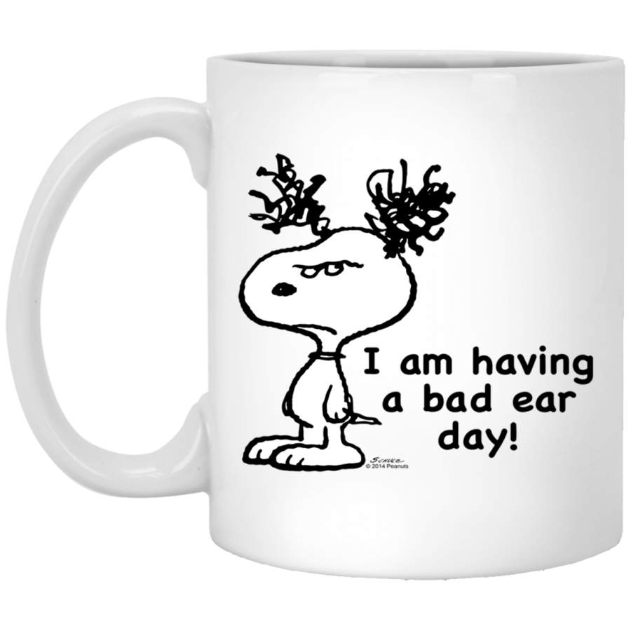 Peanuts Snoopy Having a Bad Ear Day White Mug