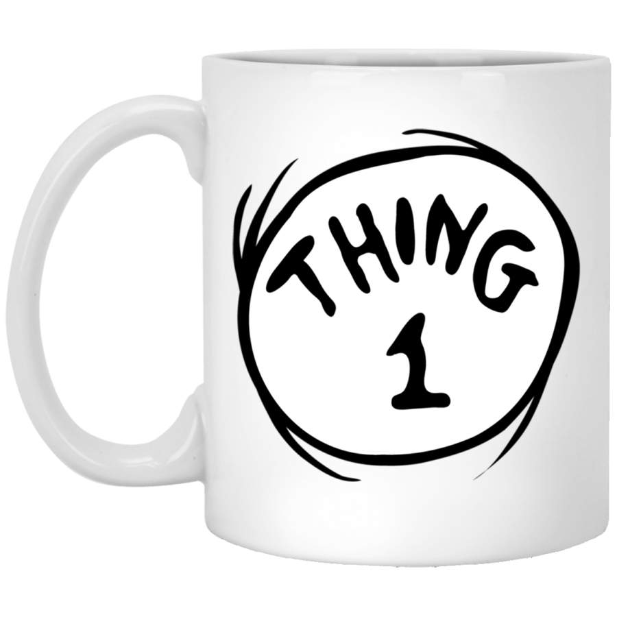 Dr Seuss Thing 1 Emblem Color Option Pullover White Mug