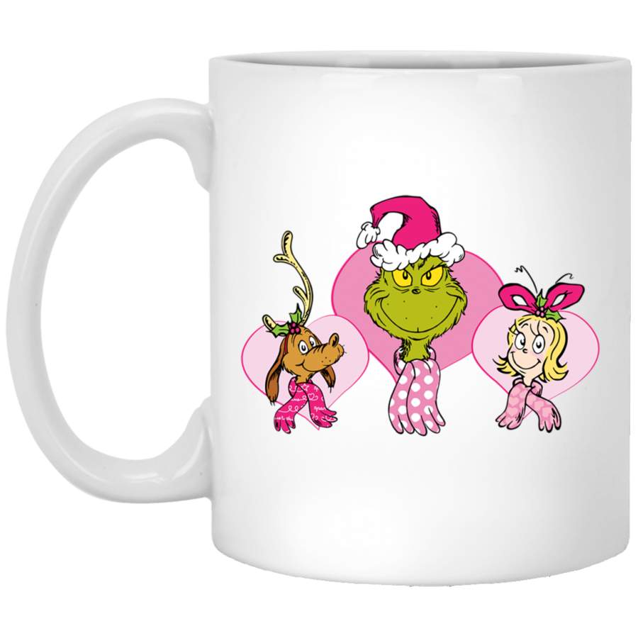 Dr Seuss Grinch Pink Heart Trio Pullover White Mug