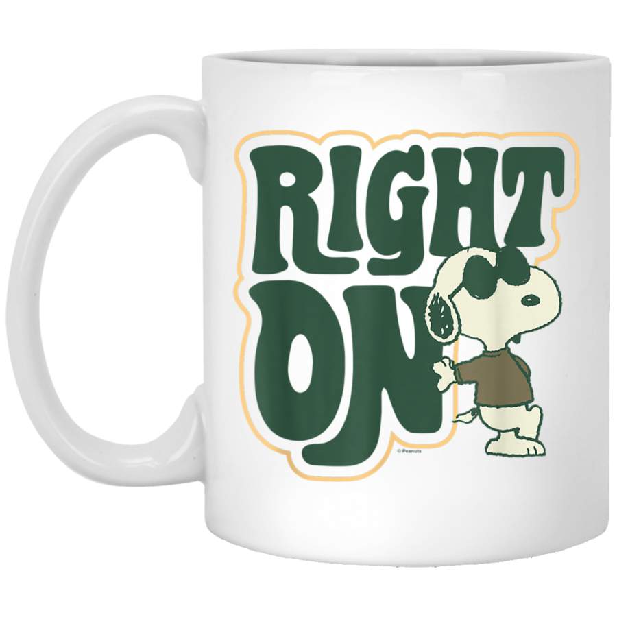 Peanuts Woodstock 50th Anniversary Right On Snoopy White Mug