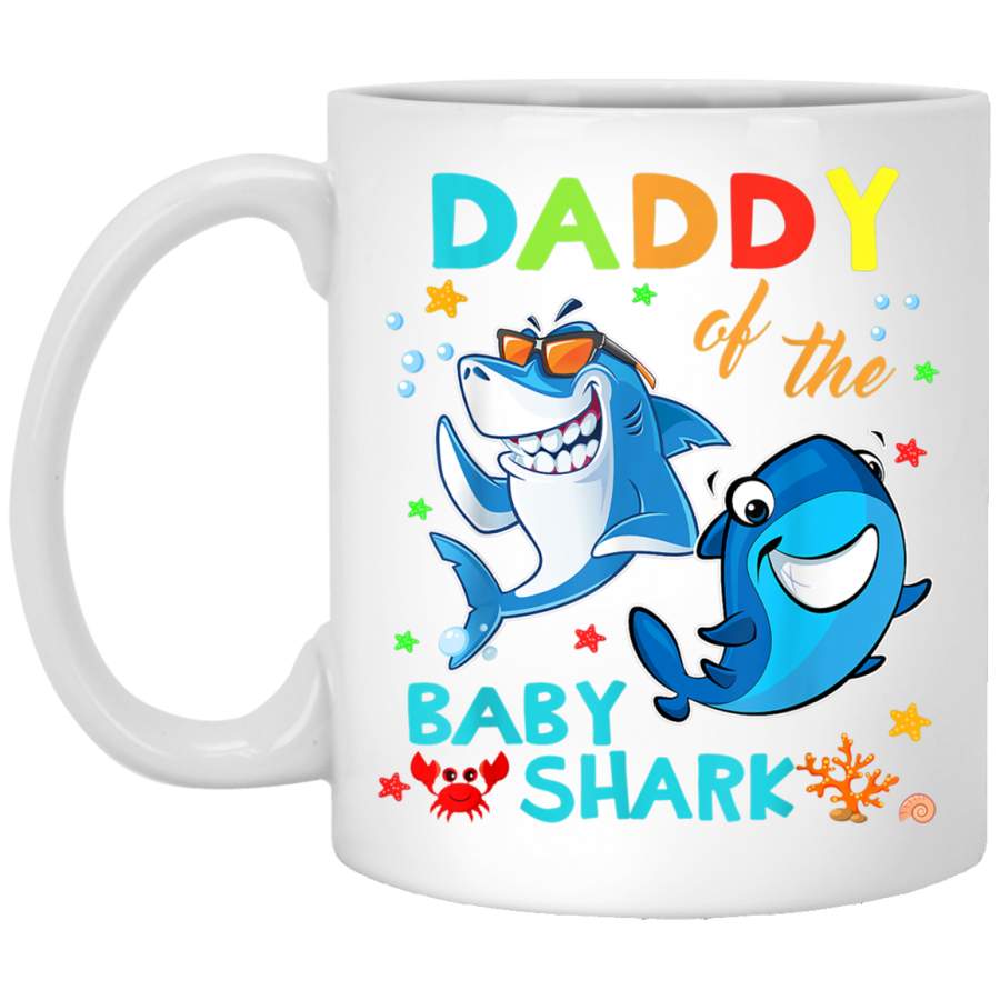 Daddy Of The Baby Shark Birthday Daddy Shark White Mug