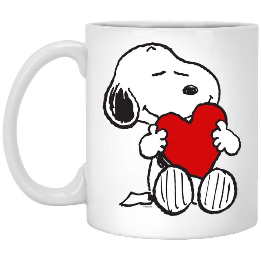 Peanuts Valentine Snoopy Hugging Heart White Mug