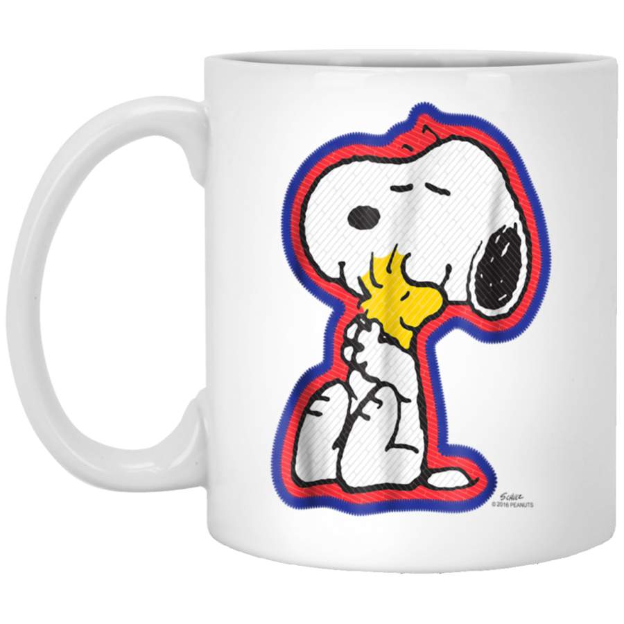 Funny Snoopy Woodstock Hug Love White Mug