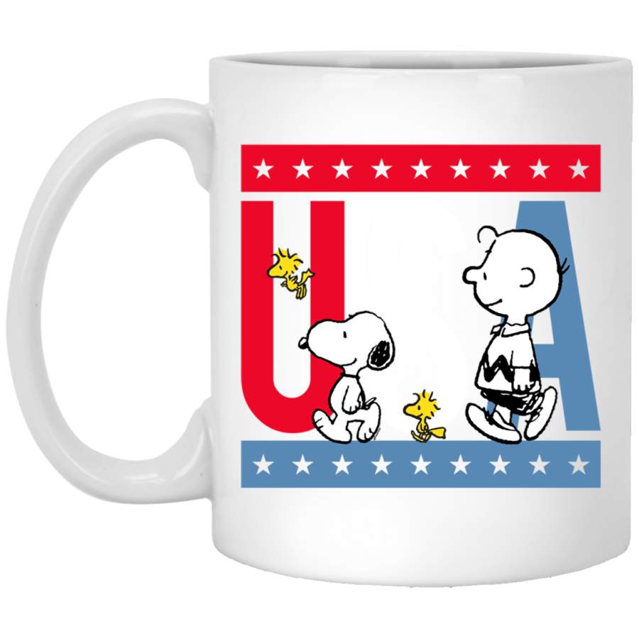 Peanuts Snoopy Americana red white and blue USA White Mug