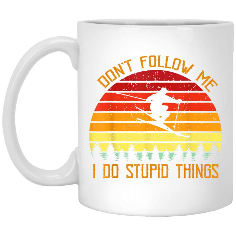 Dont follow me do stupid things skiing vintage White Mug