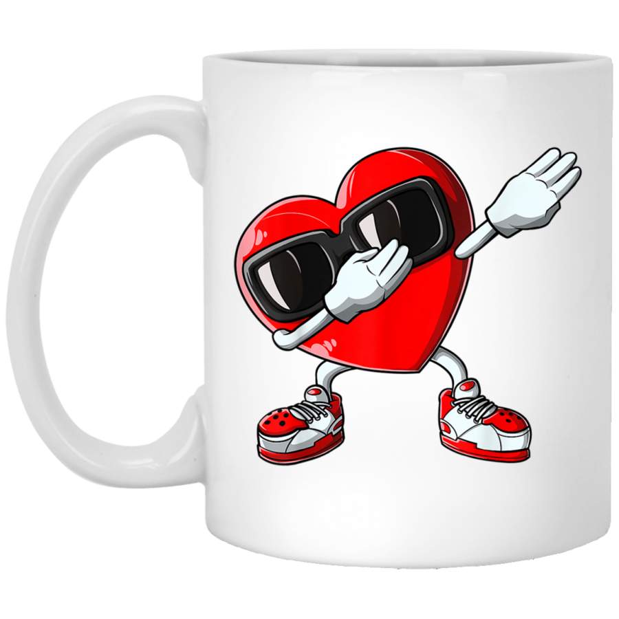 Dabbing Heart Valentines Day Boys Kids Love Dab Dance Gifts White Mug