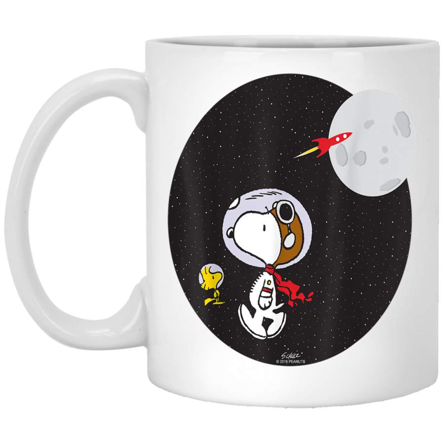 Peanuts Snoopy Woodstock Space Moon White Mug