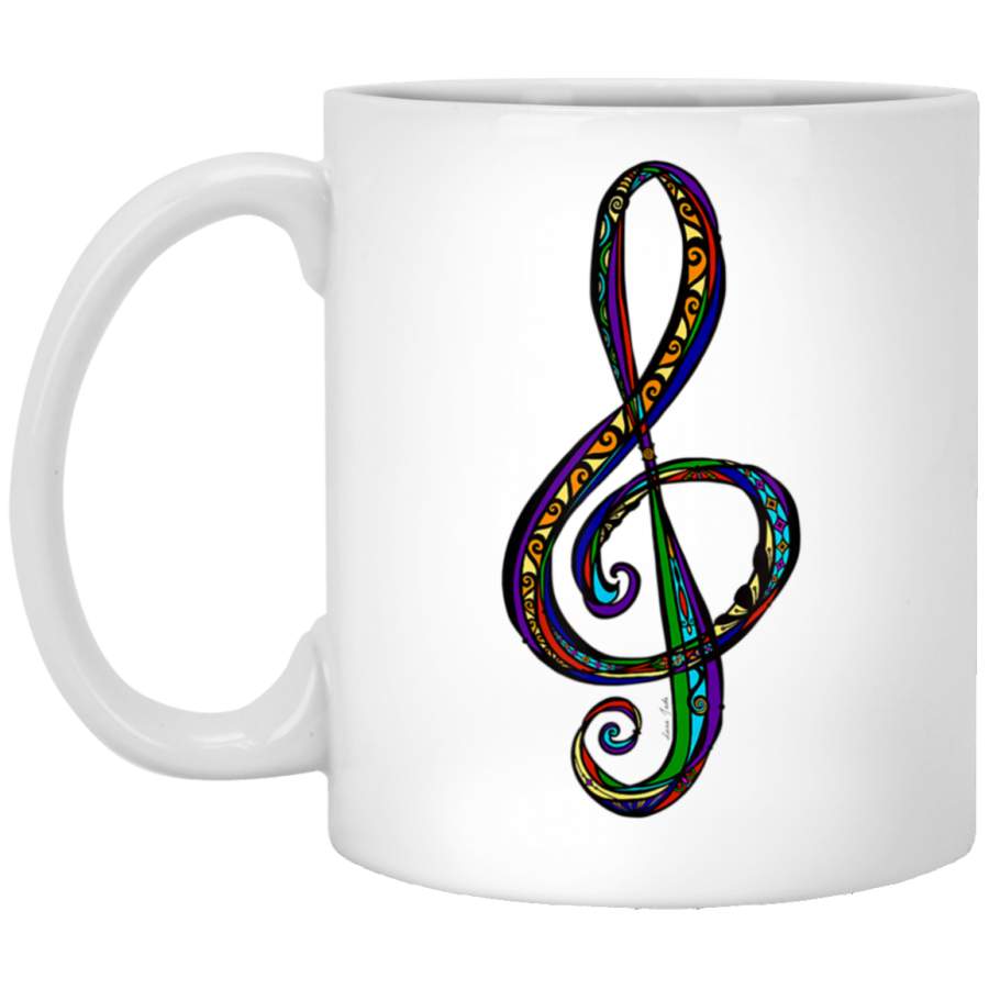 Funky Treble G Clef colorful for musicians amp music lovers White Mug