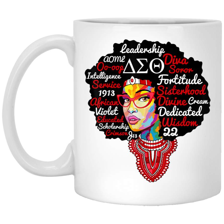 Delta DST Sorority Natural Hair Diva Sigma Theta Paraphernal White Mug