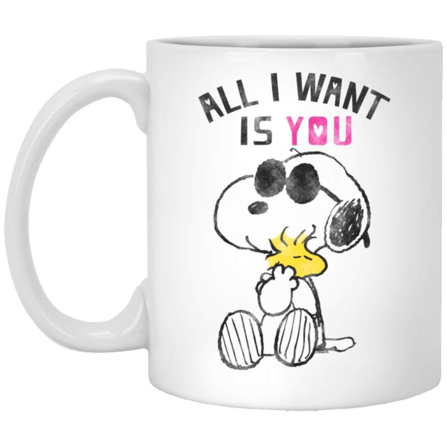 Peanuts all i want is you valentines Snoopy White Mug