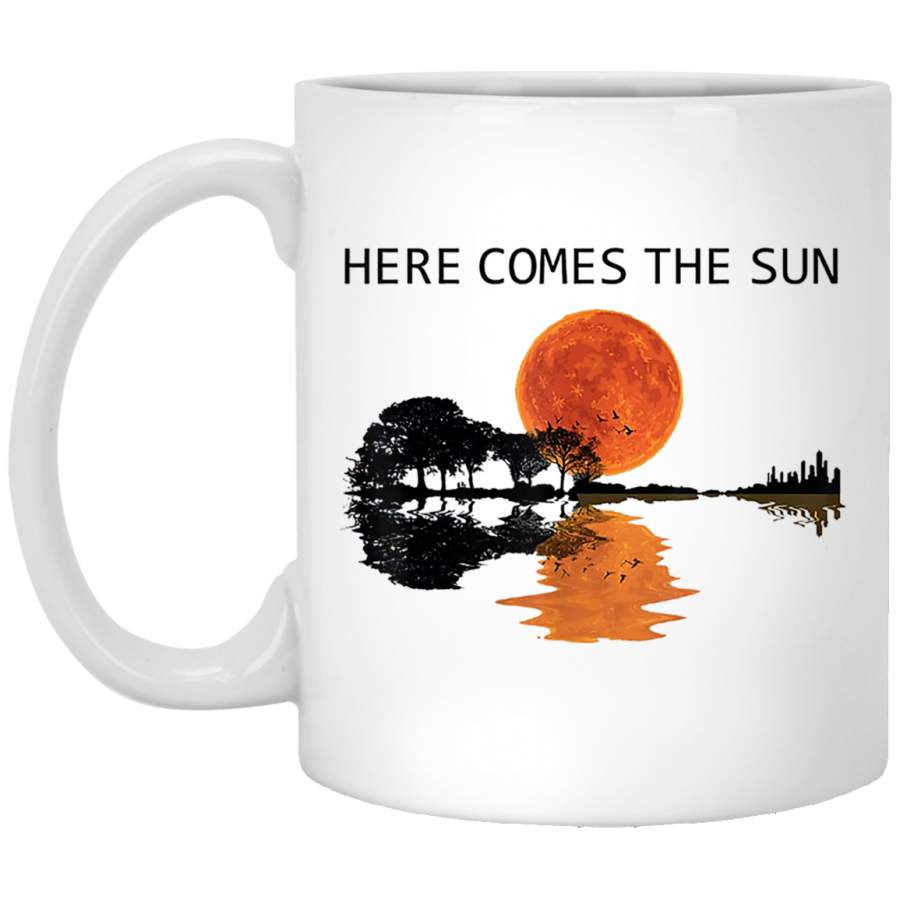 Here Comes The Sun Guitar Shadow Sunset White Mug