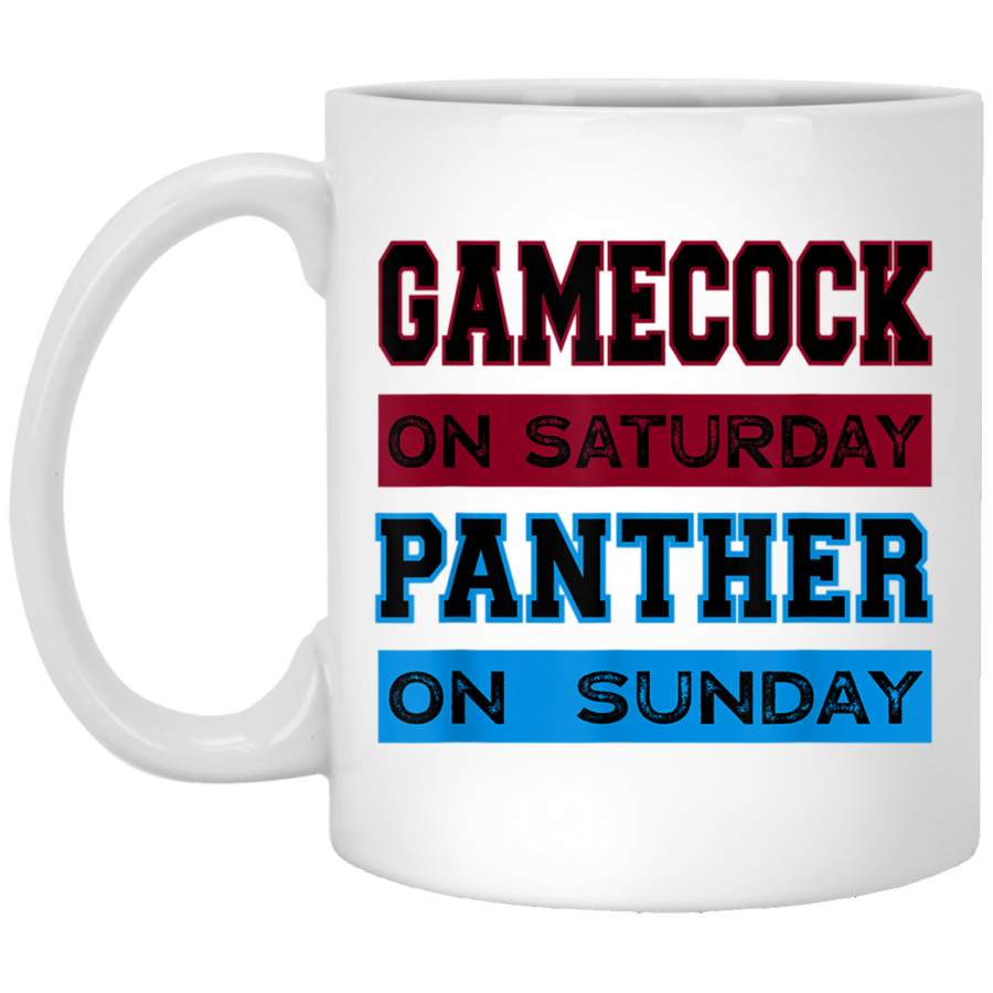 Gamecock on Saturday Panther on Sunday Carolina Football White Mug