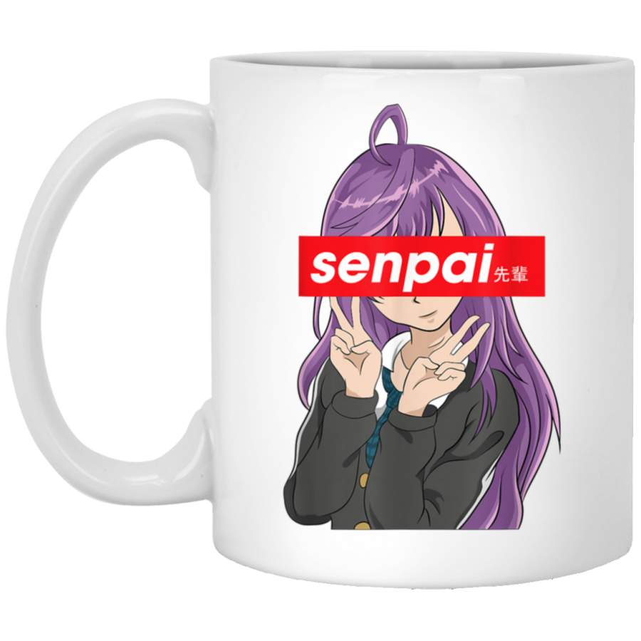 Japanese Anime Girl Notice Me Senpai White Mug