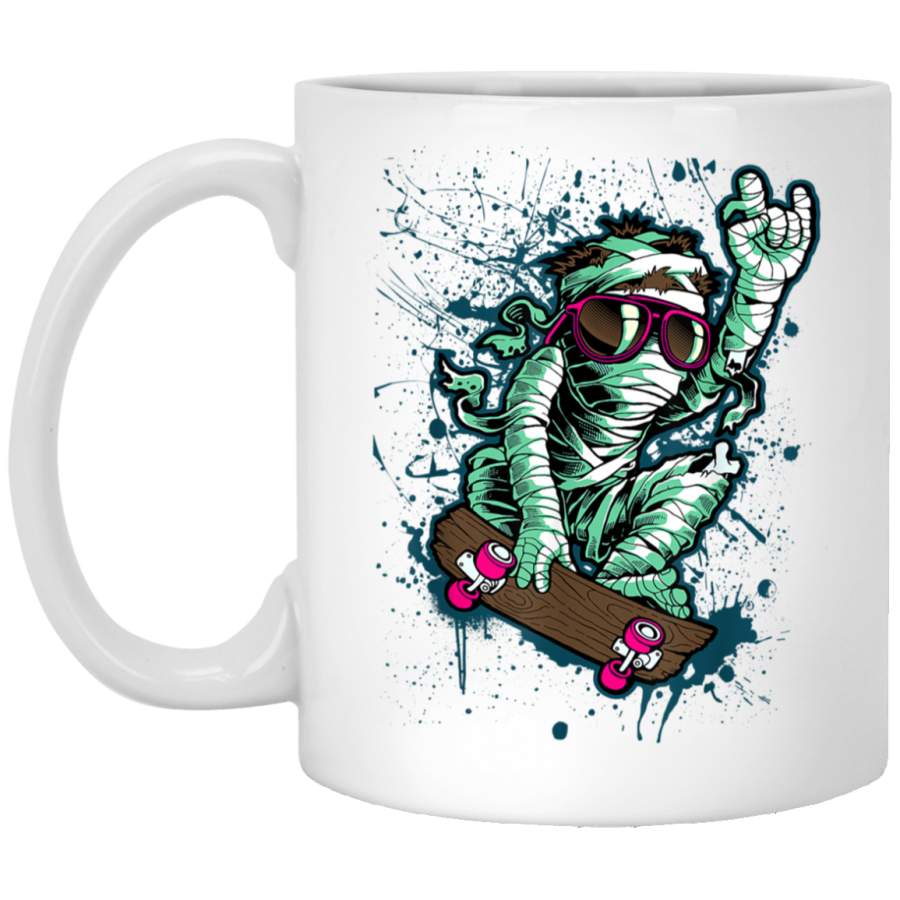 Cool Mummy Skateboard I Love Skateboarding Skateboard White Mug