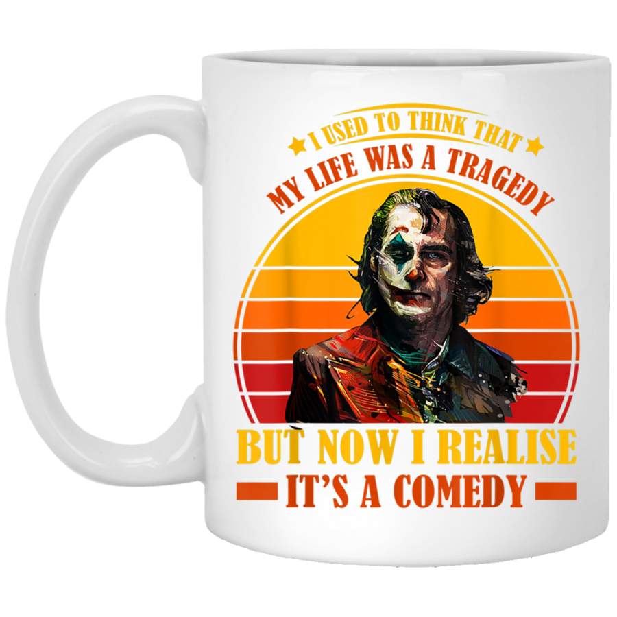 clown joker think life tragedy comedy White Mug