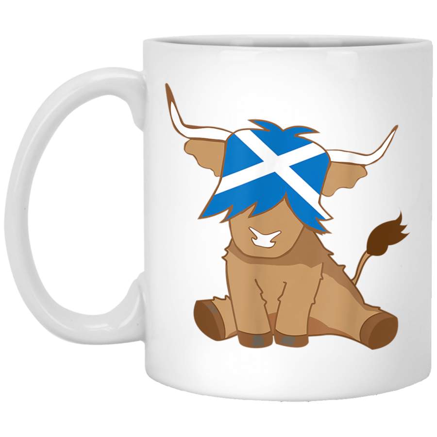 Cute scottish highland cow love scotland White Mug