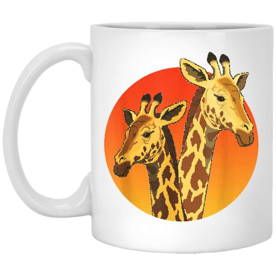 Giraffes On African Sunset Safari Vacation White Mug