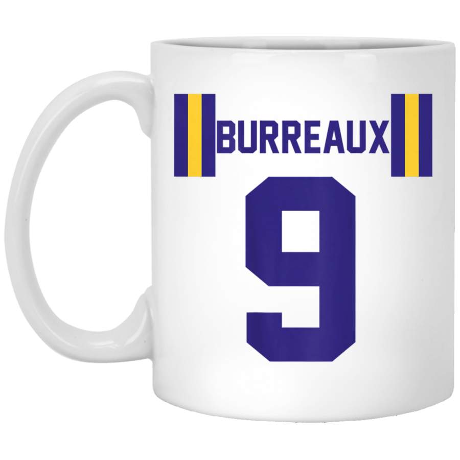 JOE BURREAUX NUMBER 9 BACK PRINT Louisiana Fans White Mug