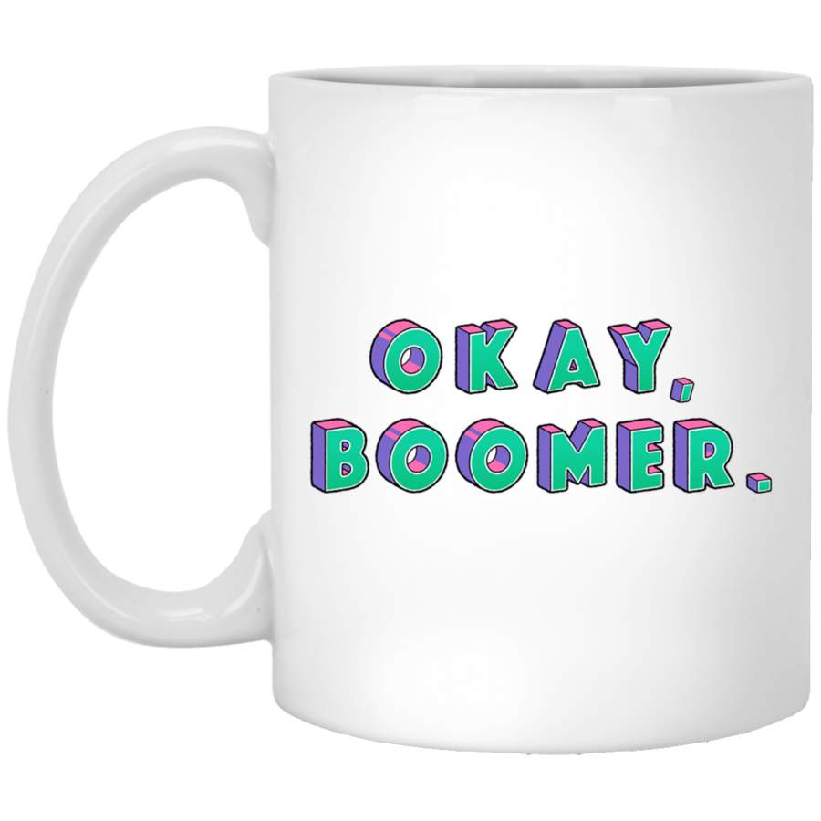 Okay Boomer Meme Retro Design for Teenagers Girls Boys Pullover White Mug