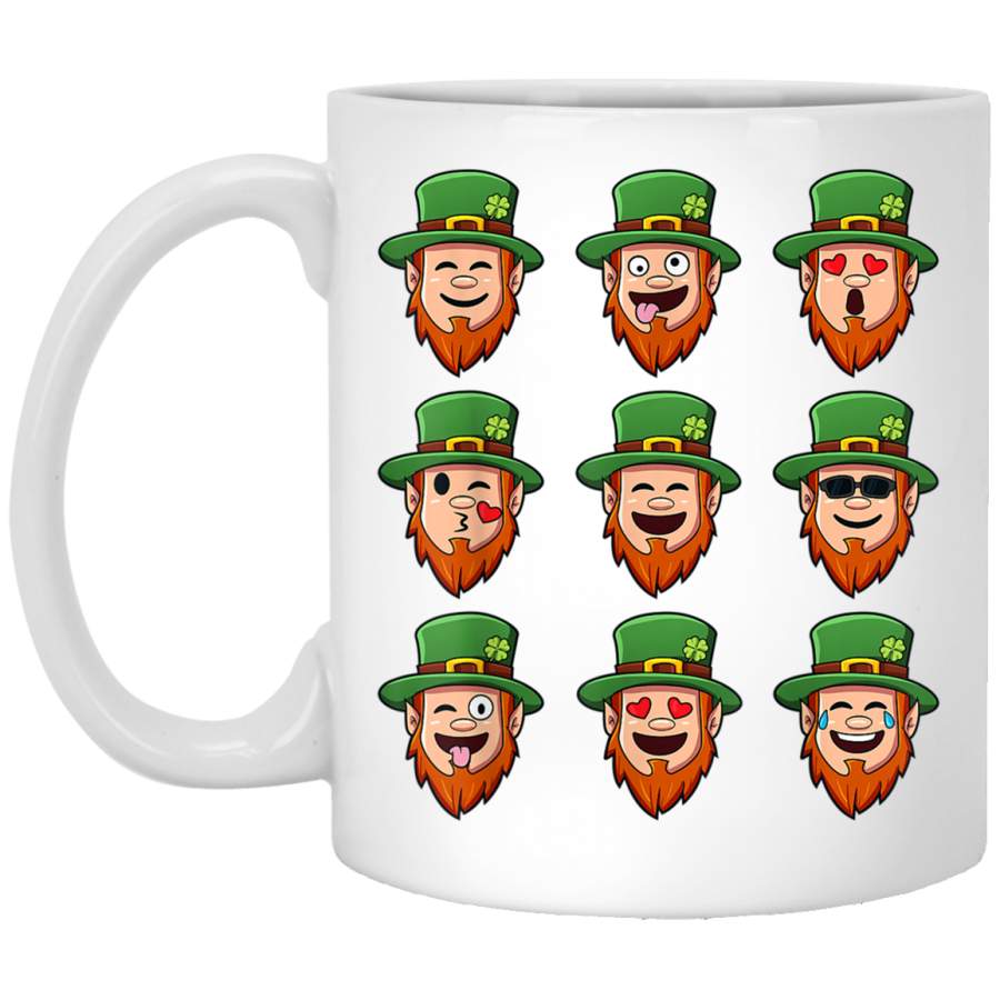 Leprechaun Emoji St Patricks Day Emoticons Boys Girls Kids White Mug