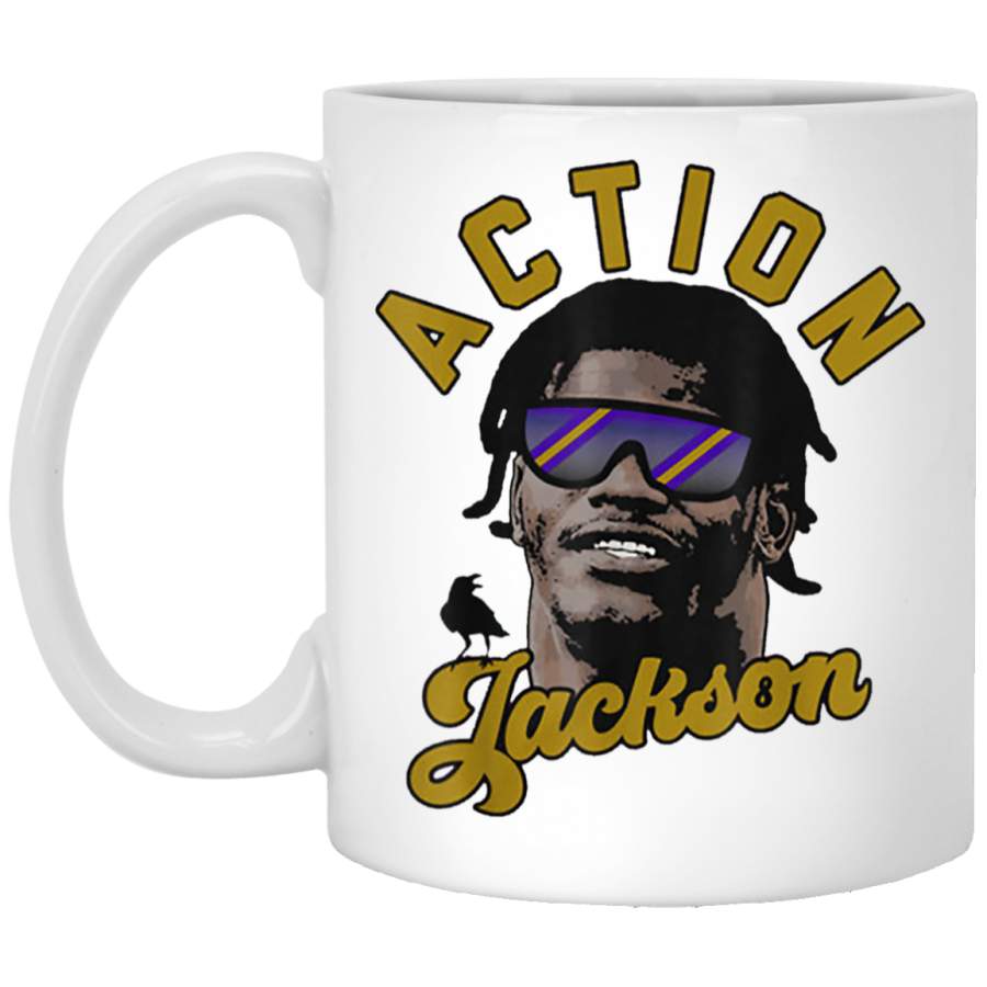 Baltimore Maryland QB 8 Action Jackson Football Fans White Mug