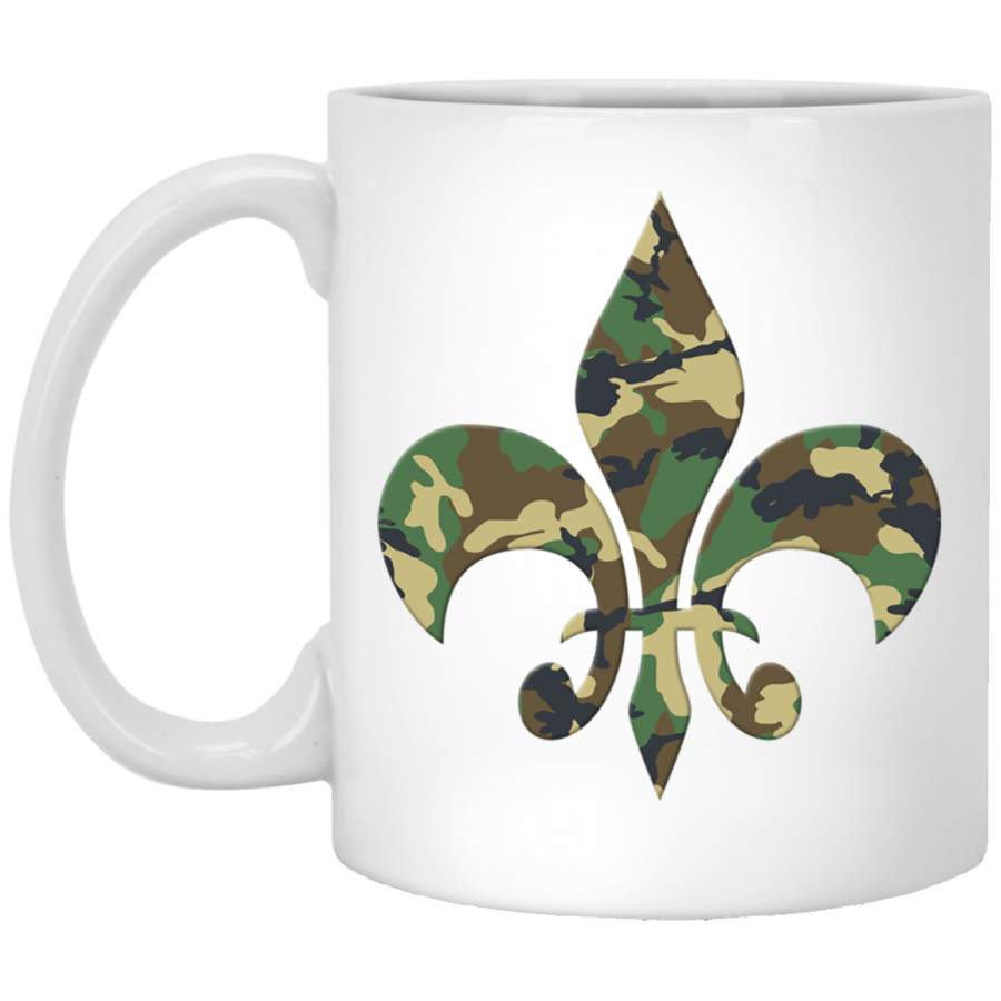 Fleur De Lis Camo New Orleans NOLA Style Vintage Pullover White Mug