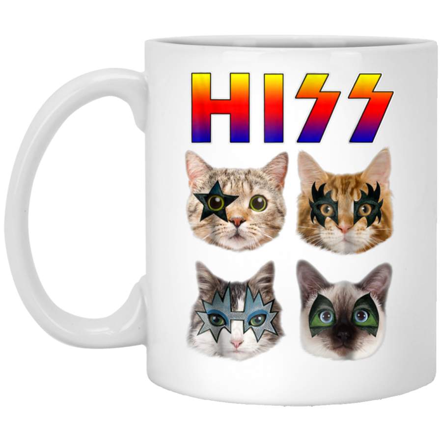 Hiss Funny Cats Kittens Rock Rockin Gift Tee Pun White Mug