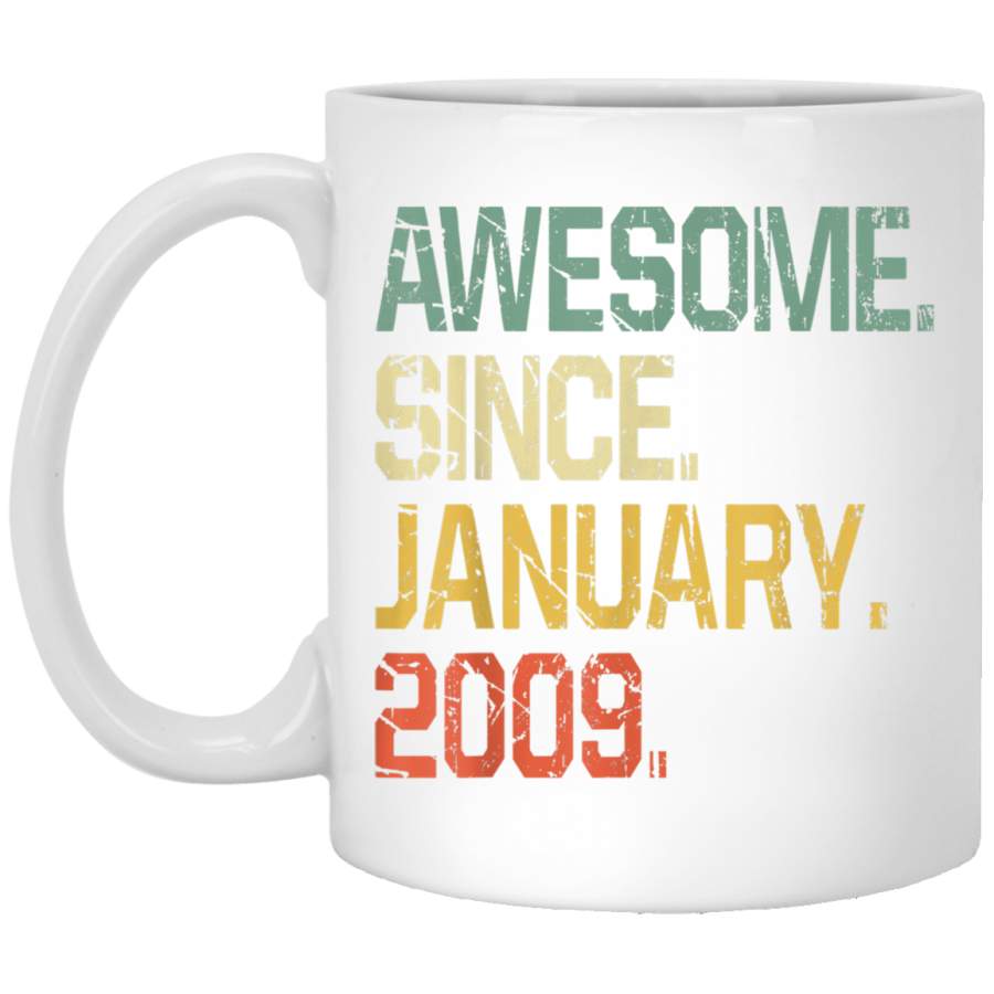 11 Years Old Gift Awesome Since January 2009 White Mug