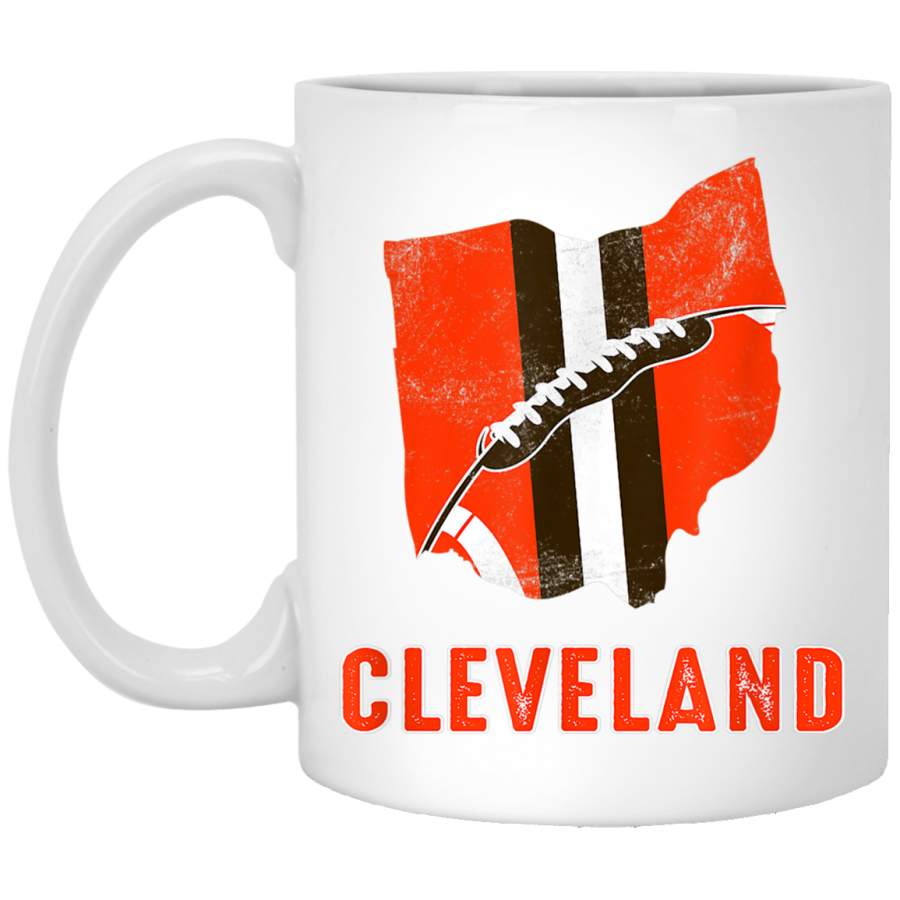 Cleveland Ohio Three Stripe Map Vintage Football Fan White Mug