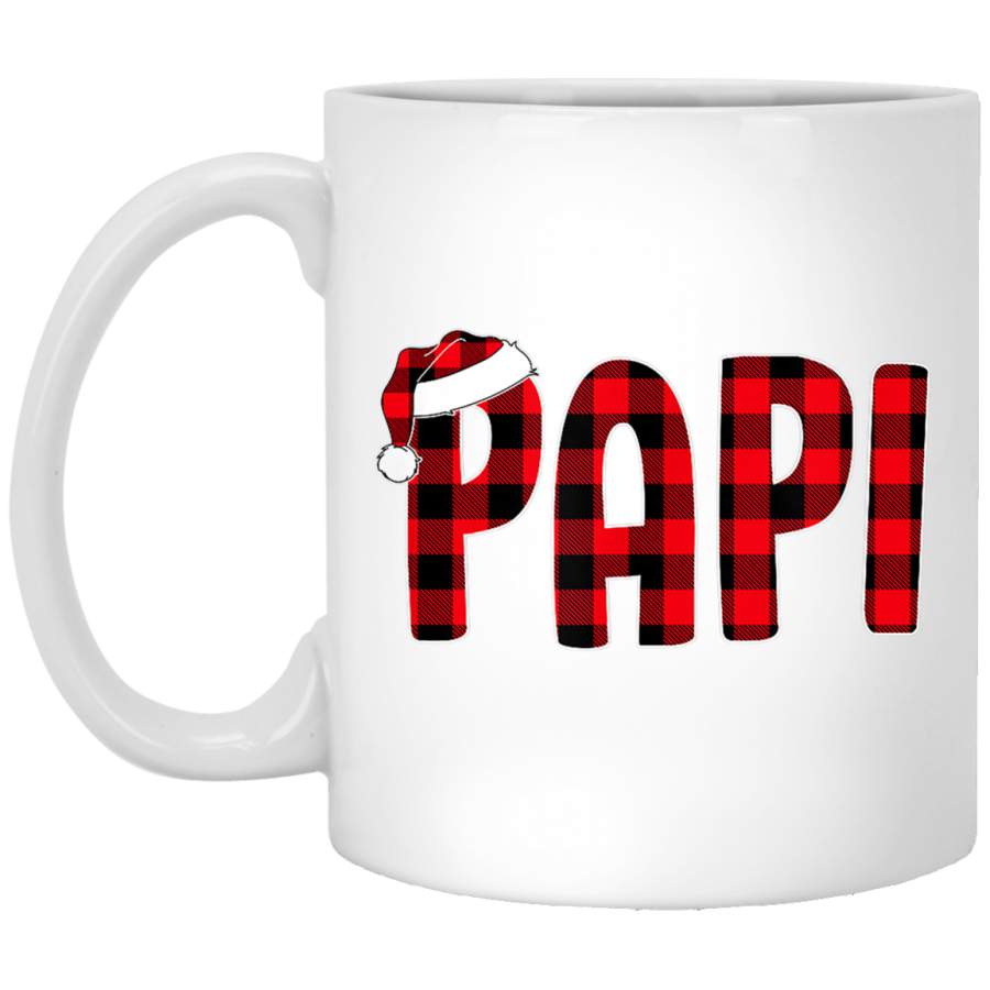 Mens Red Plaid Papi Santa Matching Family Christmas Gifts White Mug