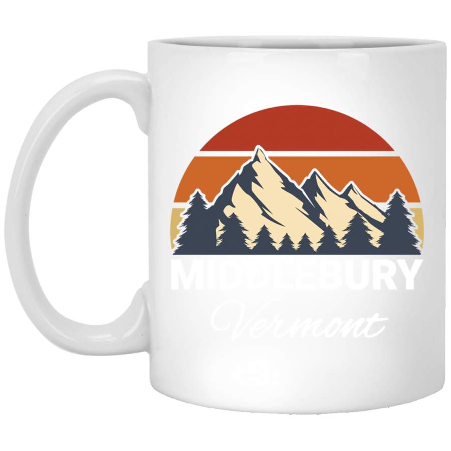 Middlebury Vermont Vacation Vintage Retro Forest Sunset Gift White Mug