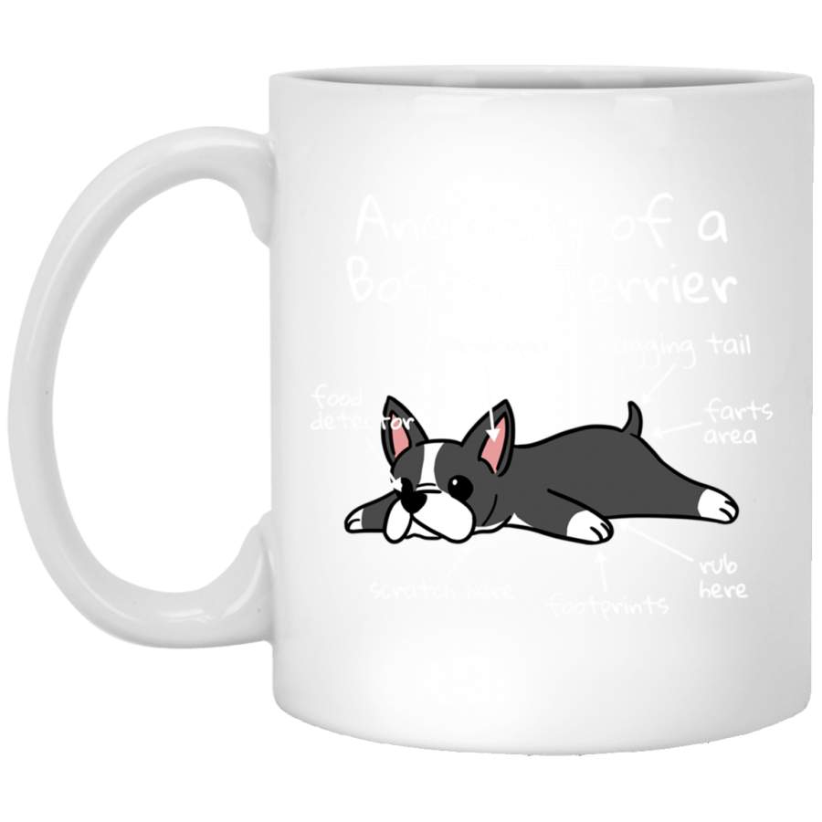 Anatomy Of A Boston Terrier Funny Dog Gift Pullover White Mug