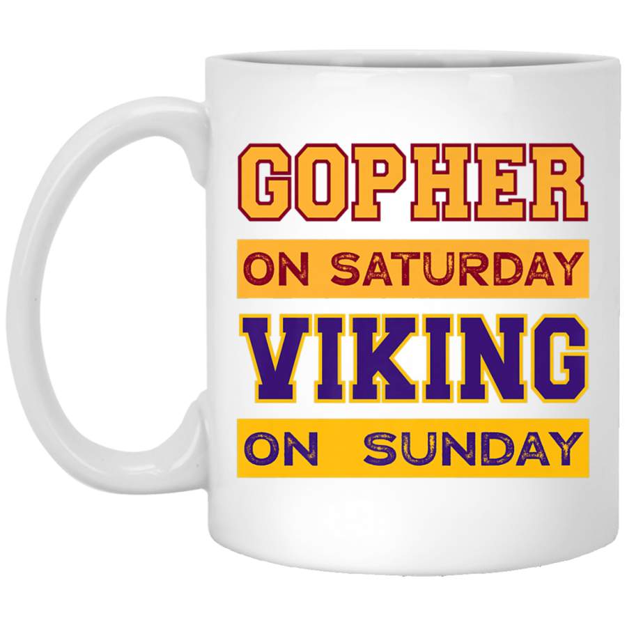 Gopher on Saturday Viking on Sunday Minneapolis Football Premium White Mug