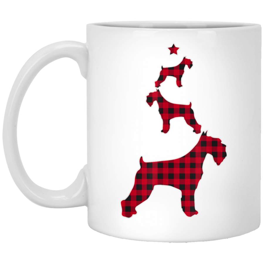 Miniature Schnauzer Christmas Pajamas Dog Red Plaid Family White Mug