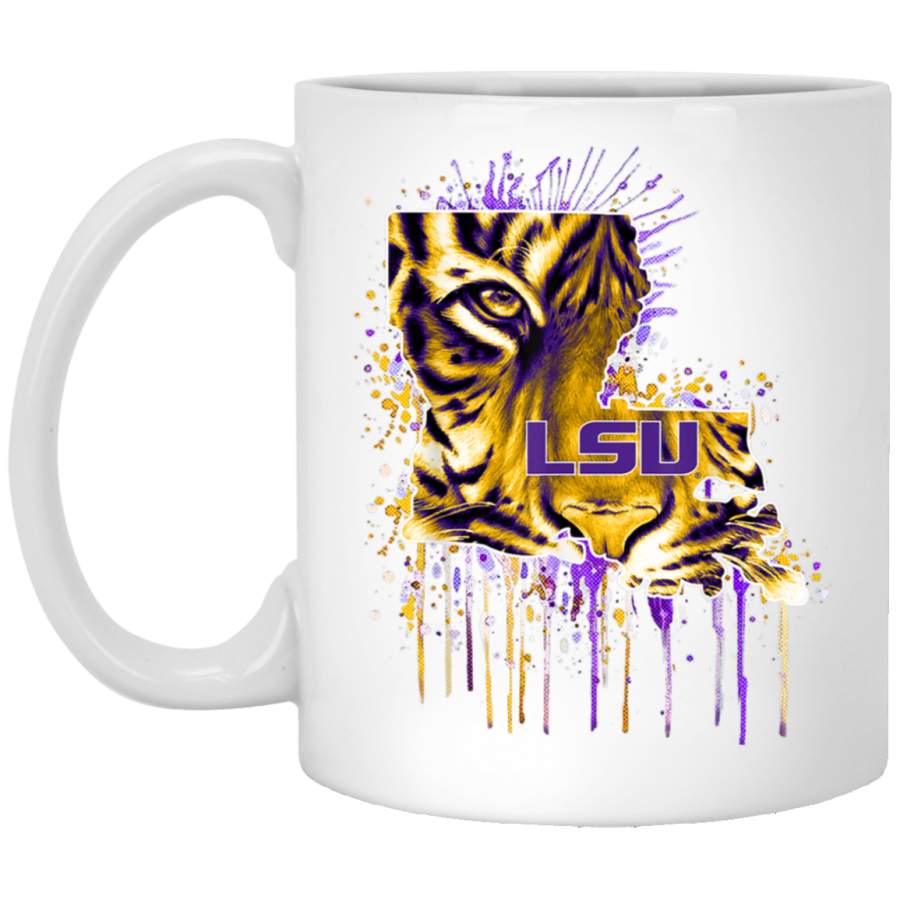 LSU Tigers Tiger Map Gameday Slogan Vintage Graphic Print White Mug