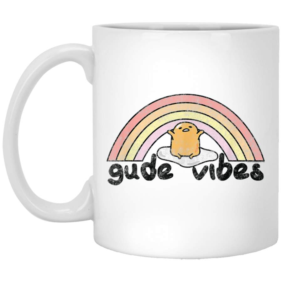 Gudetama Gude Vibes Good Vibes Rainbow TShirt White Mug