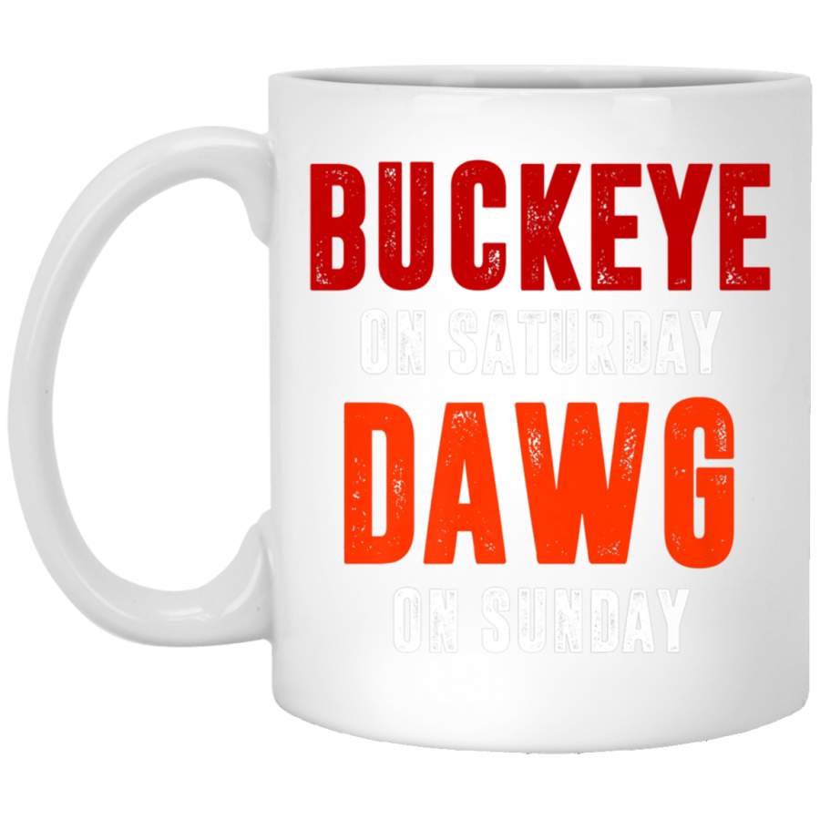 Cleveland Ohio Columbus Buckeye on Saturday Dawg on Sunday Premium White Mug