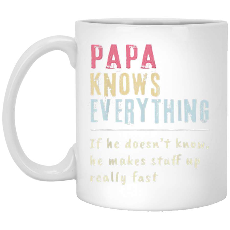 Papa Knows Everything If He Doesnt Know White Mug