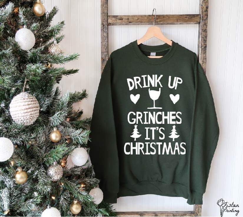 Drink Up Grinches Sweater,Christmas Sweater,Christmas,Holiday Sweater,Christmas Gift,Matching Christmas Family Sweater,Funny Holiday Sweater