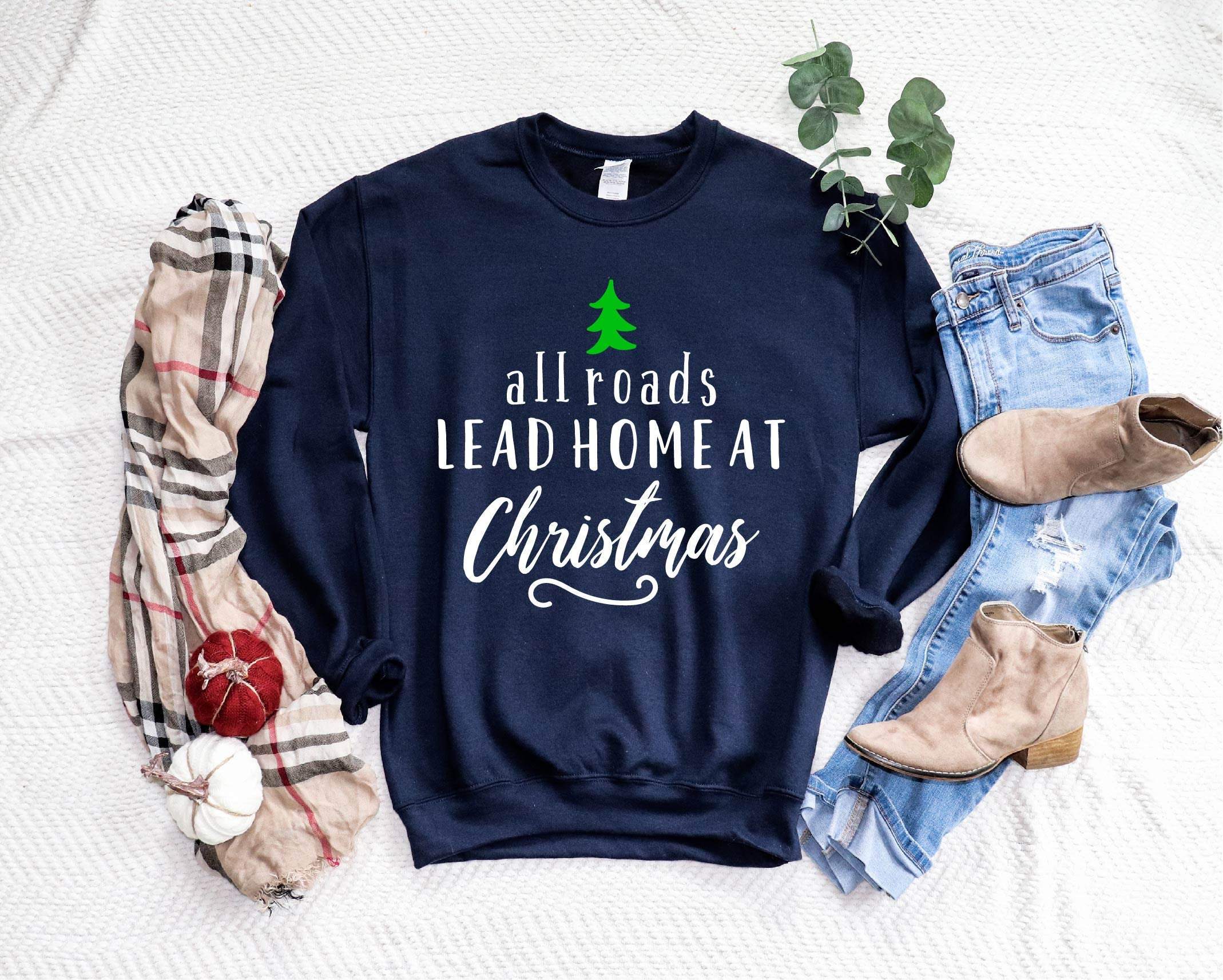 All Roads Lead Home At Christmas Sweater,Christmas Sweater,Holiday Sweater,Christmas,Matching Ugly Family Sweaters,Christamas Gift,Gift