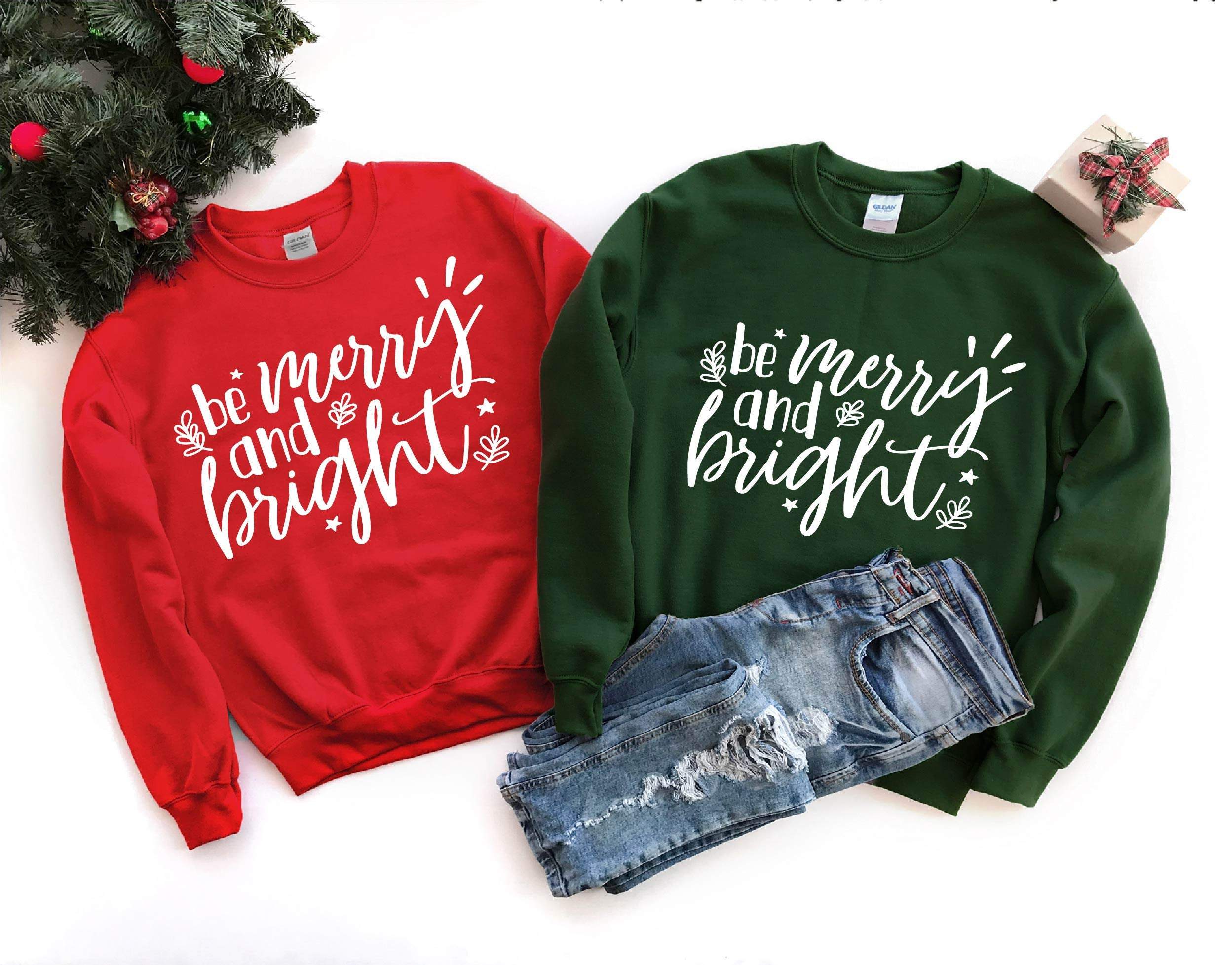 Be Merry And Bright Sweater,Christmas,Holiday Sweater,Christmas Sweater,Christmas,Matching Christmas Family Sweater,Holiday Funny Sweaters