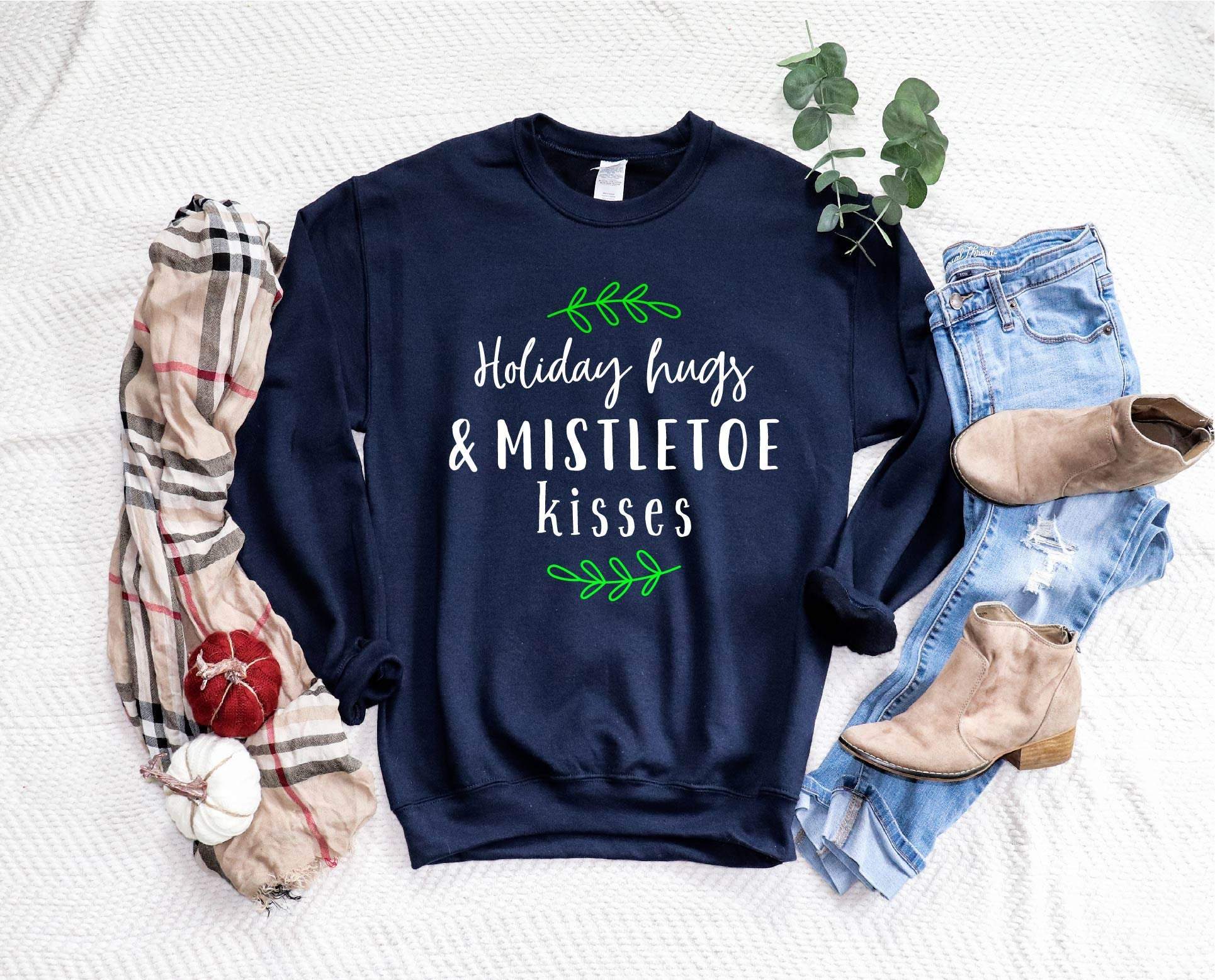 Holiday Hugs And Mistletoe'S Kisses Sweater,Christmas Sweater,Holiday Sweater,Christmas Gift,Christmas Ugly Family Sweater,Christmas Gift