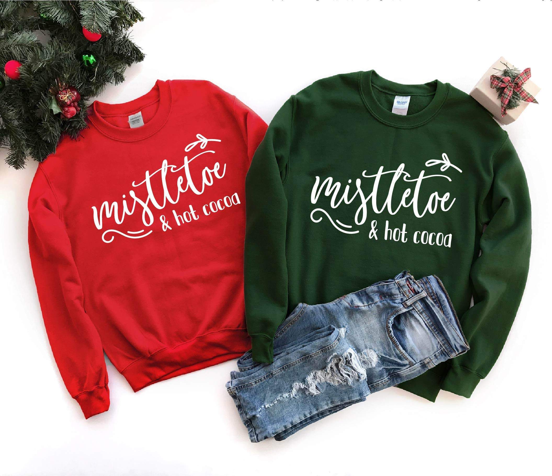 Mistletoe And Hot Cocoa Sweater,Christmas Sweater,Holiday Gift,Christmas Gift,Faith Sweater,Christmas Family Sweater,Gift,Couples Sweater