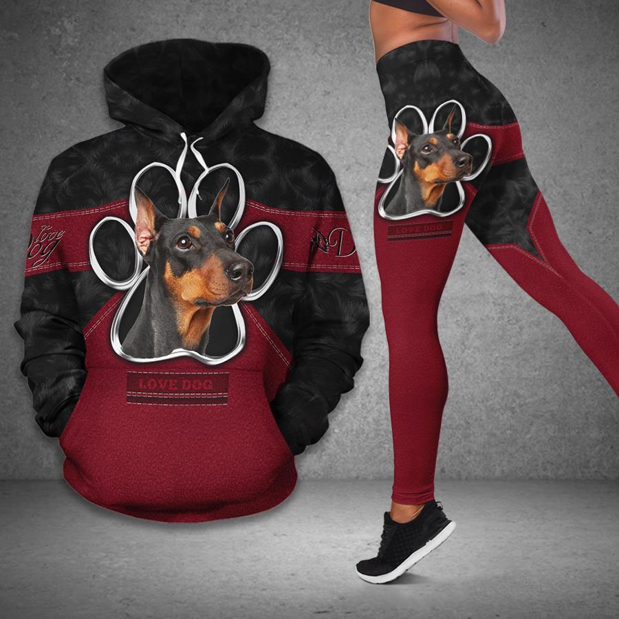 Love Dobermann Paw Hoodie & Legging & Wool Sweater – Homdecor Store All Over Printed 3D Unisex Shirts, Sweatshirt, Hoodie Size S – 5Xl