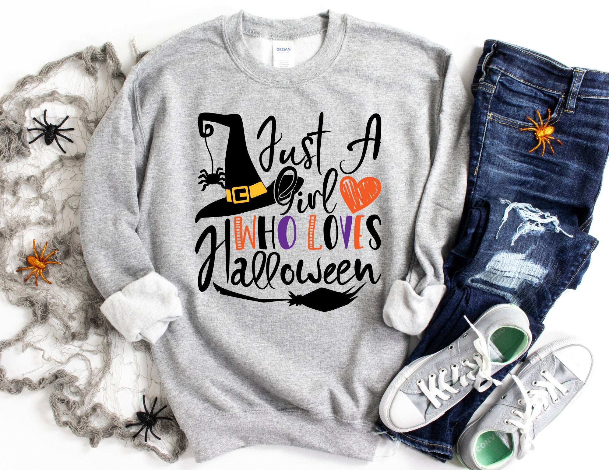 Just A Girl Who Loves Halloween Sweatshirt, Halloween Sweatshirt, Halloween Sweater, Funny Halloween Sweater, Halloween Gift T-Shirt Hoodie All Color Size S-5Xl