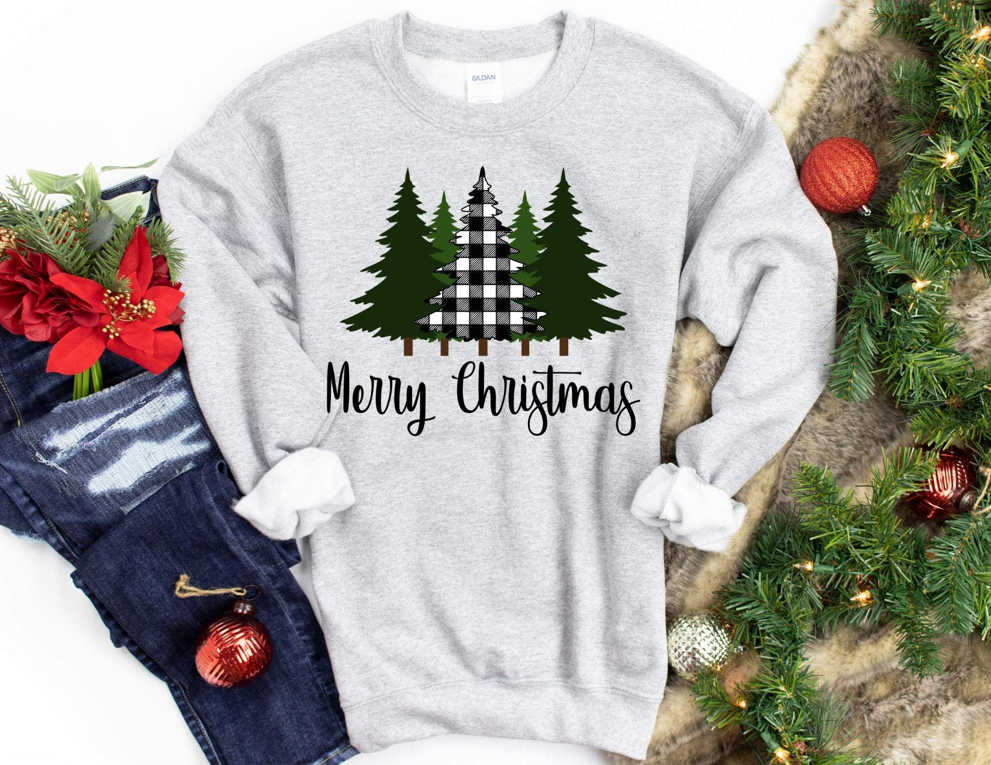 Merry Christmas Tree Sweatshirt, Christmas Sweatshirt, Christmas Tree Sweater, Funny Christmas Sweater, Christmas Gift T-Shirt Hoodie All Color Size S-5Xl