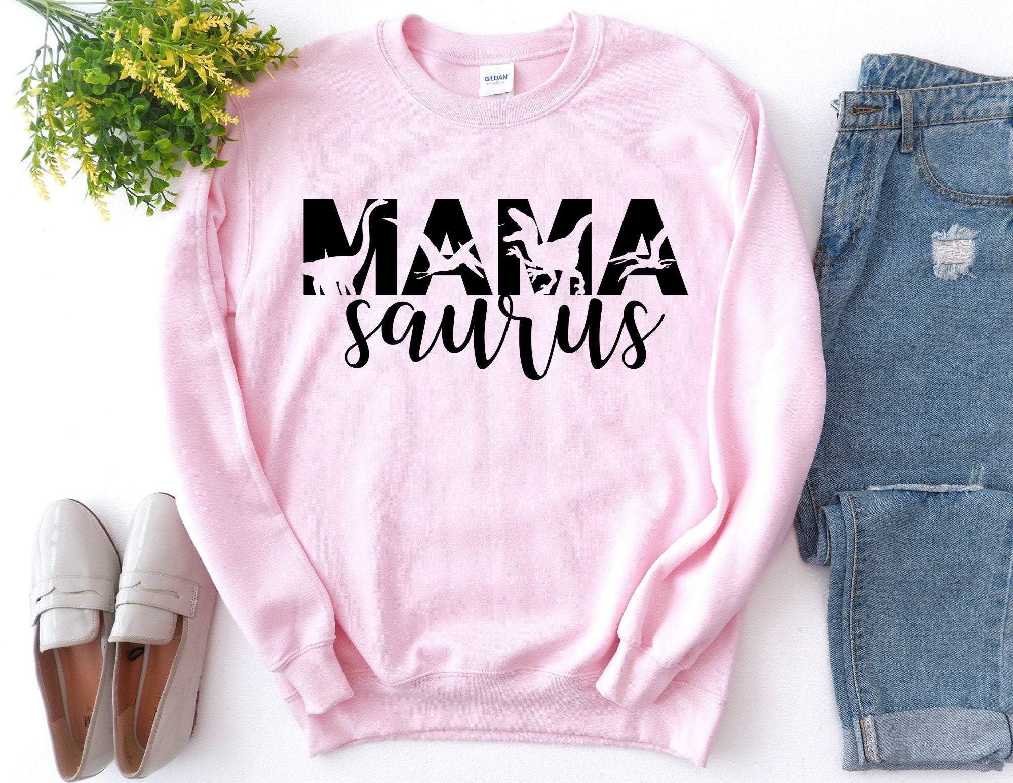 Mama Saurus Sweatshirt, Mama Dinosaur Sweatshirt, Mom Sweater, Gift For Mom, Mom Gift, Mama Shirt, Mom Christmas Gift T-Shirt Hoodie All Color Size S-5Xl