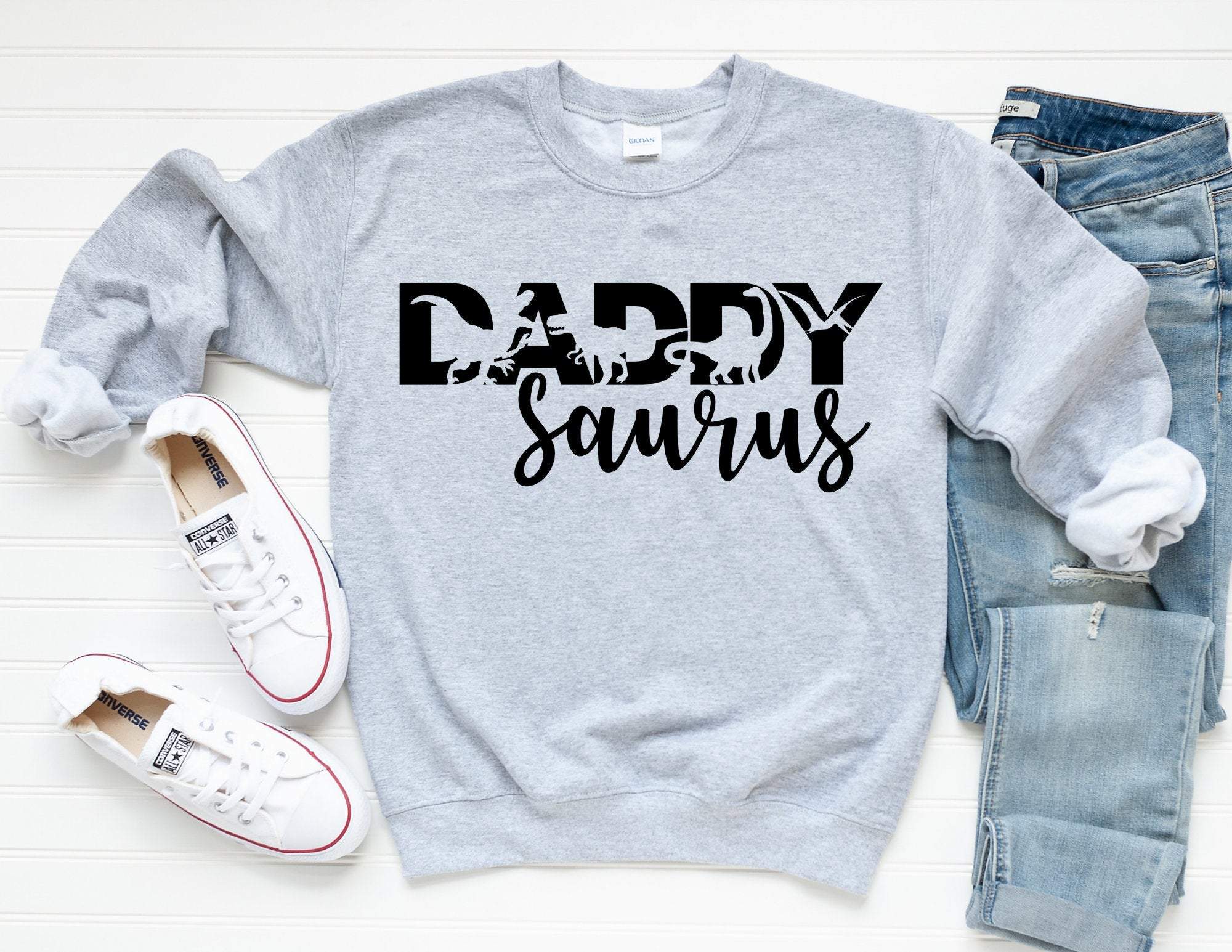 Daddy Saurus Sweatshirt, Daddy Dinosaur Sweatshirt, Dad Sweater, Gift For Dad, Dad Gift, Daddy Shirt, Dad Christmas Gift T-Shirt Hoodie All Color Size S-5Xl